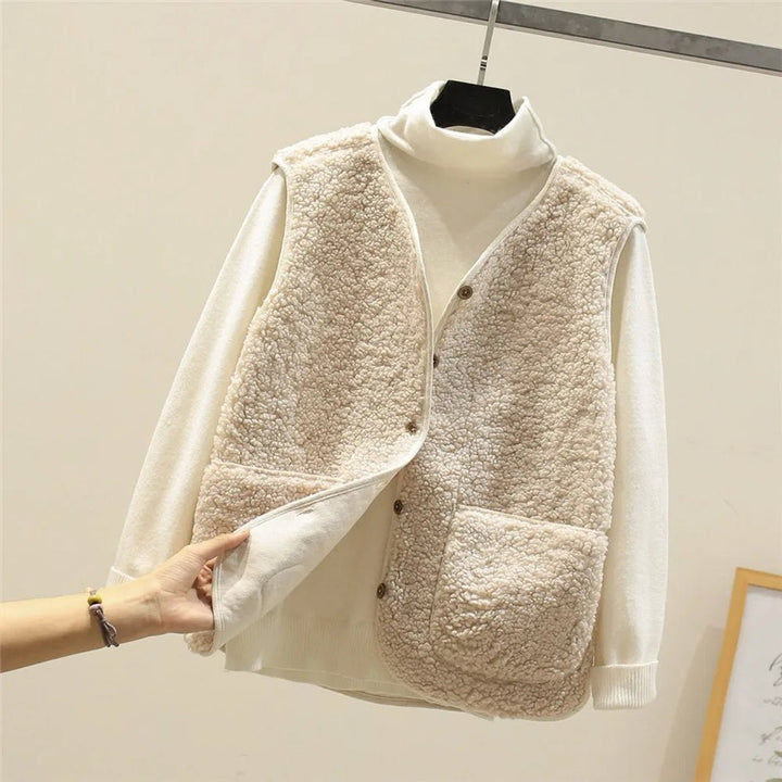 Ava | Dames Gewatteerde Teddy Vest Met Knoopsluiting