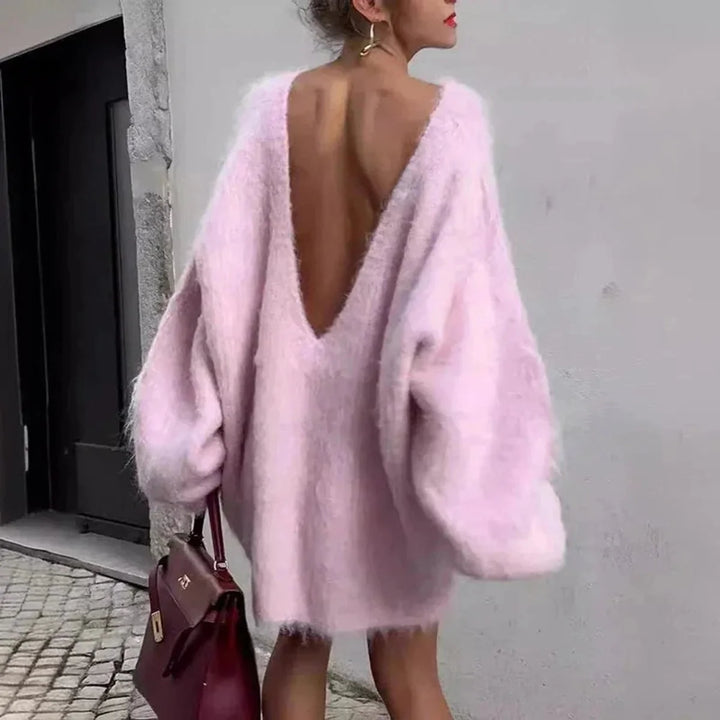 Ava | Dames One-Shoulder Oversized Gebreide Jurk