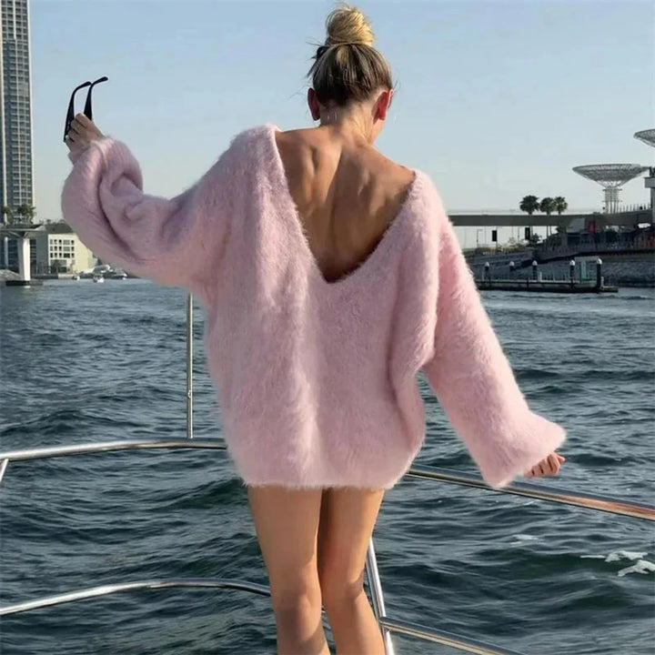 Ava | Dames One-Shoulder Oversized Gebreide Jurk