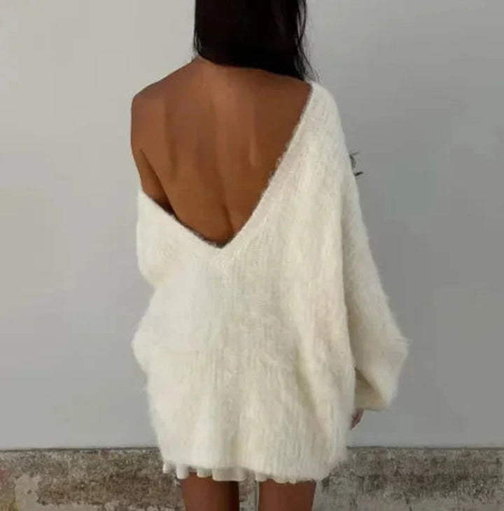 Ava | Dames One-Shoulder Oversized Gebreide Jurk
