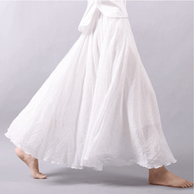 Dames Bohemian Maxi Rok Van Linnen Met Elastische Taille
