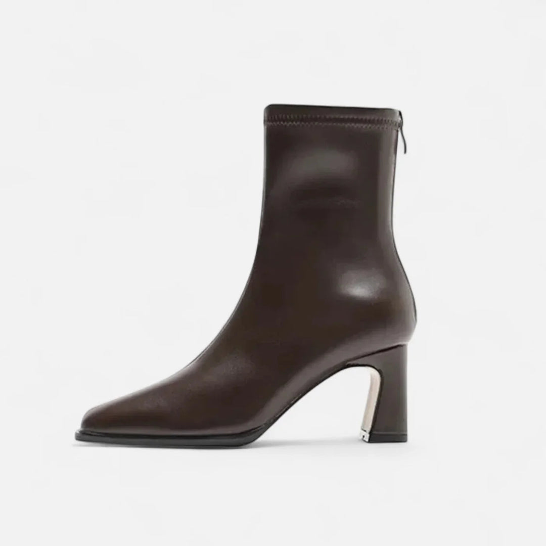 Chiara | Dames Vintage Enkellaarsjes Met Vierkante Neus En Blokhak