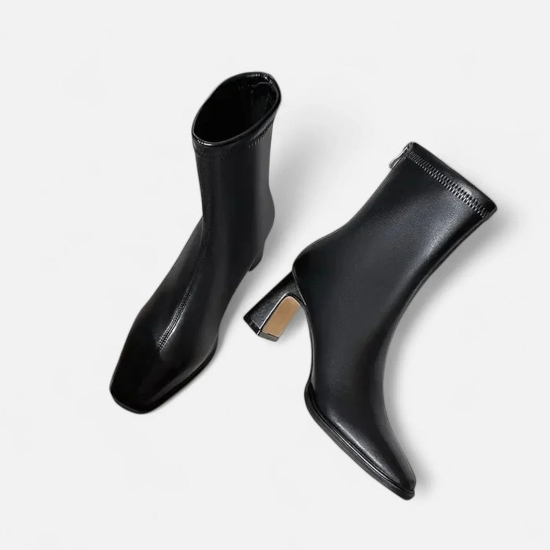 Chiara | Dames Vintage Enkellaarsjes Met Vierkante Neus En Blokhak