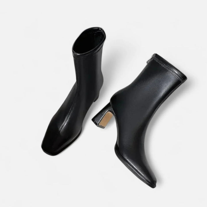 Chiara | Dames Vintage Enkellaarsjes Met Vierkante Neus En Blokhak
