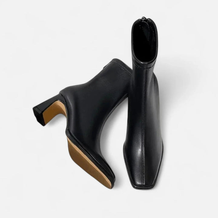 Chiara | Dames Vintage Enkellaarsjes Met Vierkante Neus En Blokhak