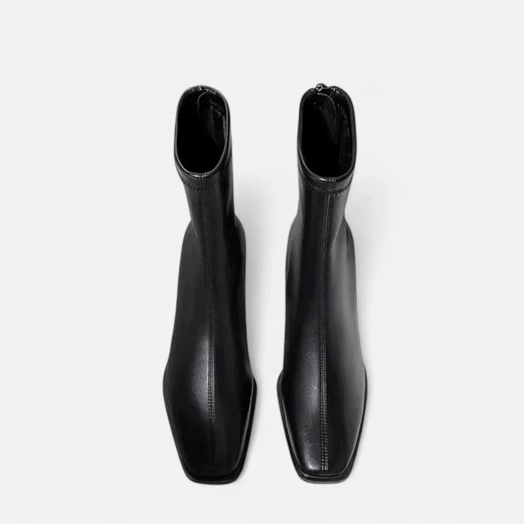 Chiara | Dames Vintage Enkellaarsjes Met Vierkante Neus En Blokhak