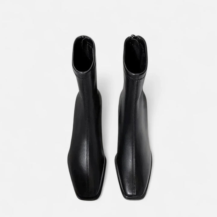 Chiara | Dames Vintage Enkellaarsjes Met Vierkante Neus En Blokhak