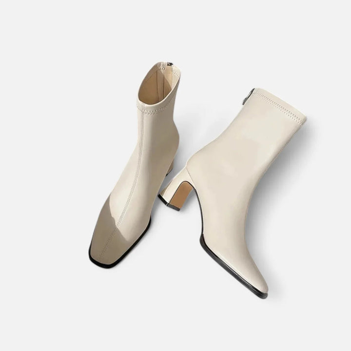 Chiara | Dames Vintage Enkellaarsjes Met Vierkante Neus En Blokhak