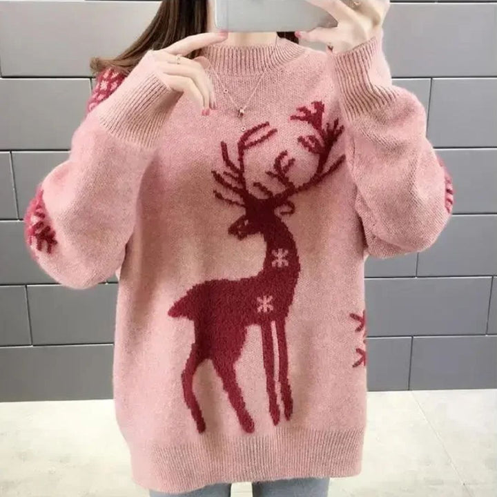 Doris | Dames Gebreide Kersttrui met Rendiermotief
