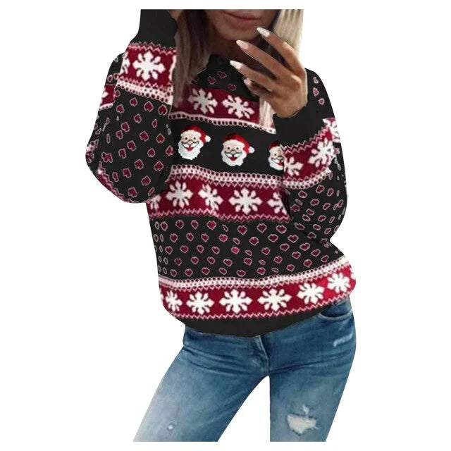 Emma | Dames Gebreide Kersttrui Met Sneeuwvlokkenprint