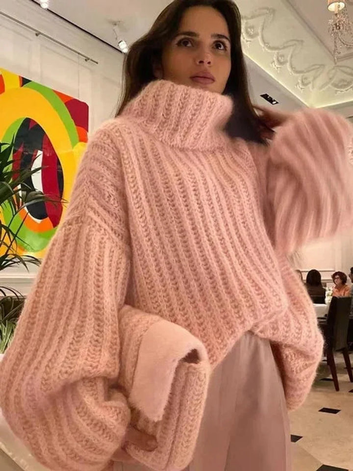 Fien | Dames Gebreide Oversized Coltrui met Rolkraag