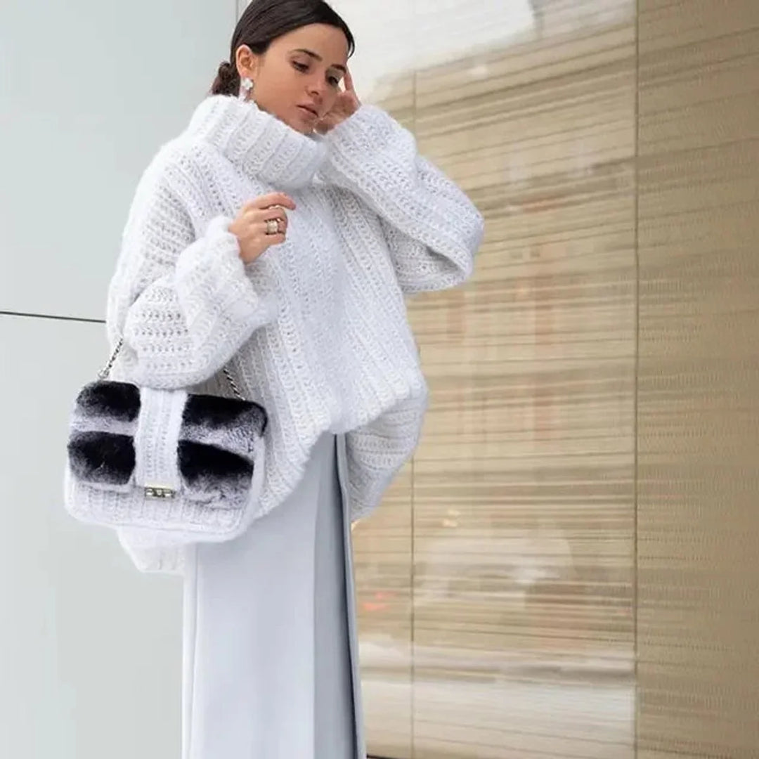 Fien | Dames Gebreide Oversized Coltrui met Rolkraag