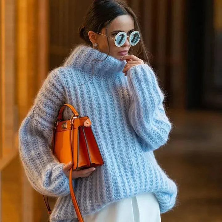 Fien | Dames Gebreide Oversized Coltrui met Rolkraag