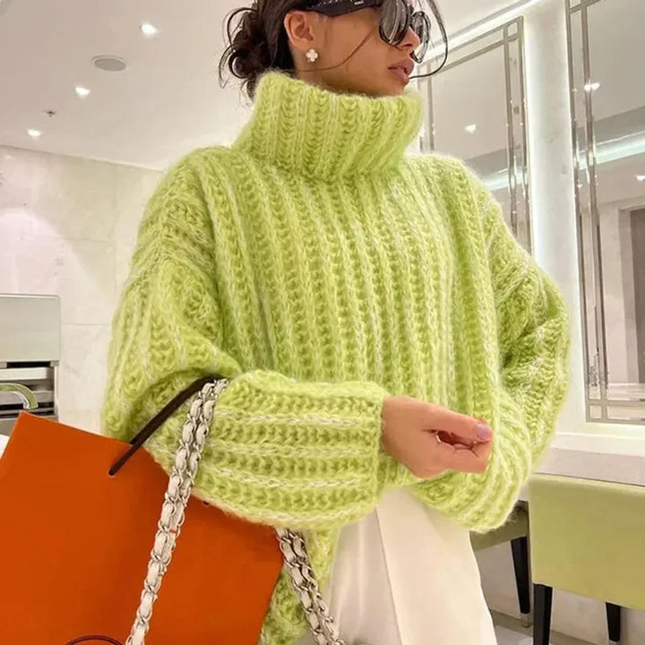 Fien | Dames Gebreide Oversized Coltrui met Rolkraag