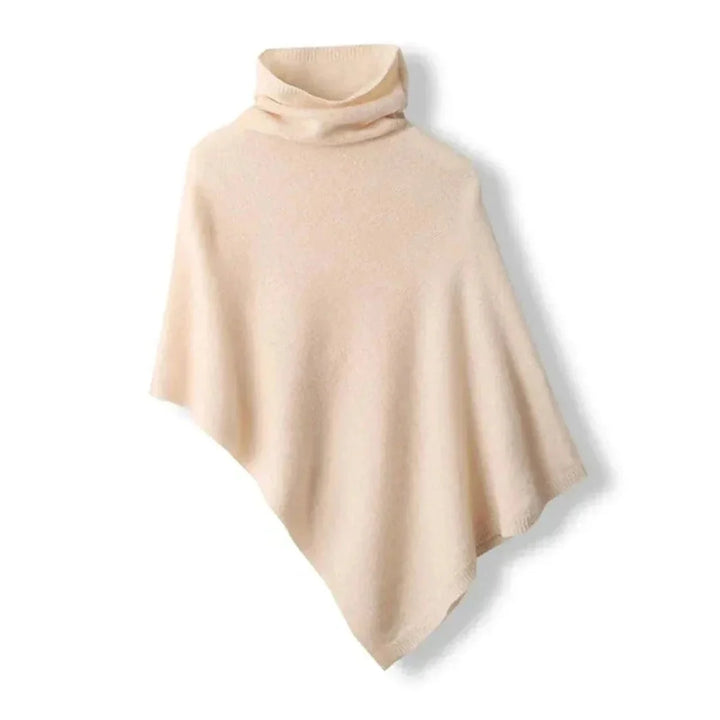 Fleur | Dames Gebreide Poncho Met Opstaande Kraag Asymmetrisch