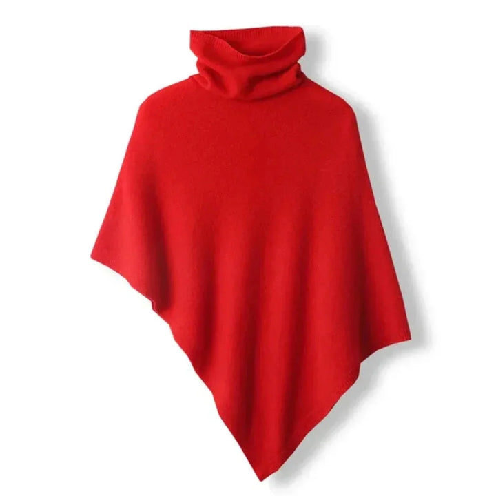 Fleur | Dames Gebreide Poncho Met Opstaande Kraag Asymmetrisch