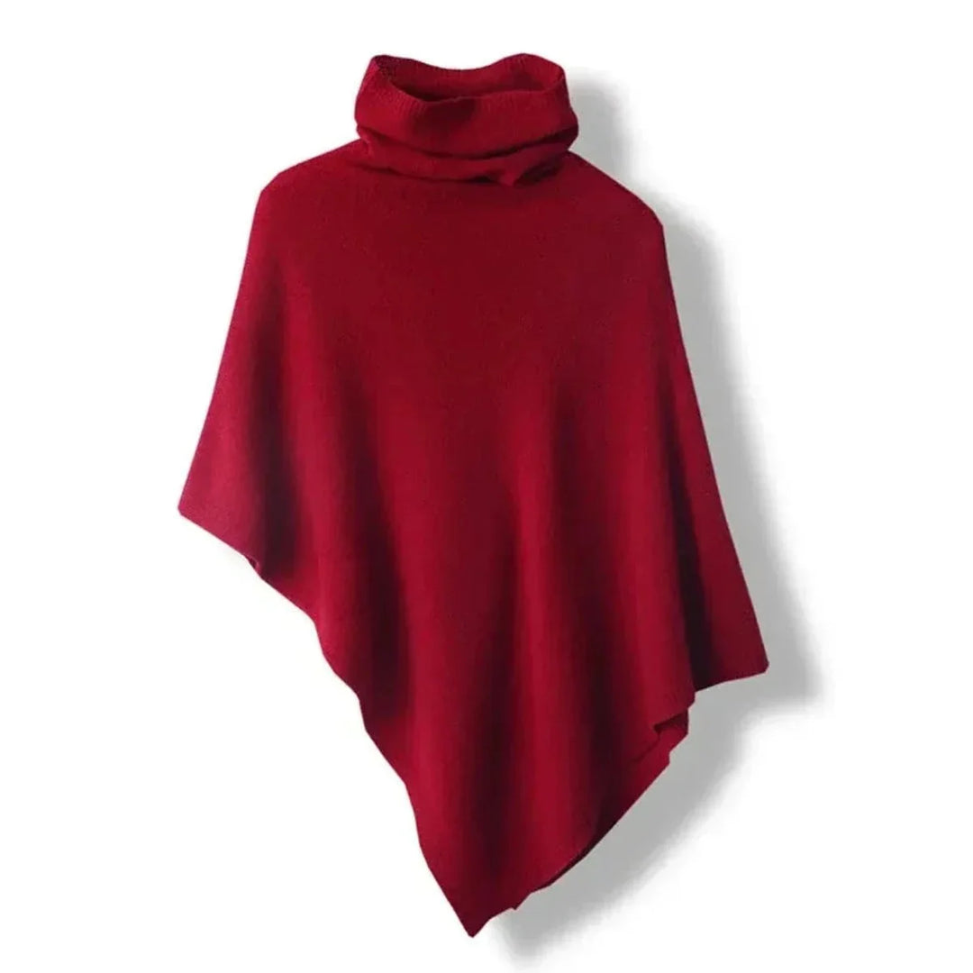 Fleur | Dames Gebreide Poncho Met Opstaande Kraag Asymmetrisch