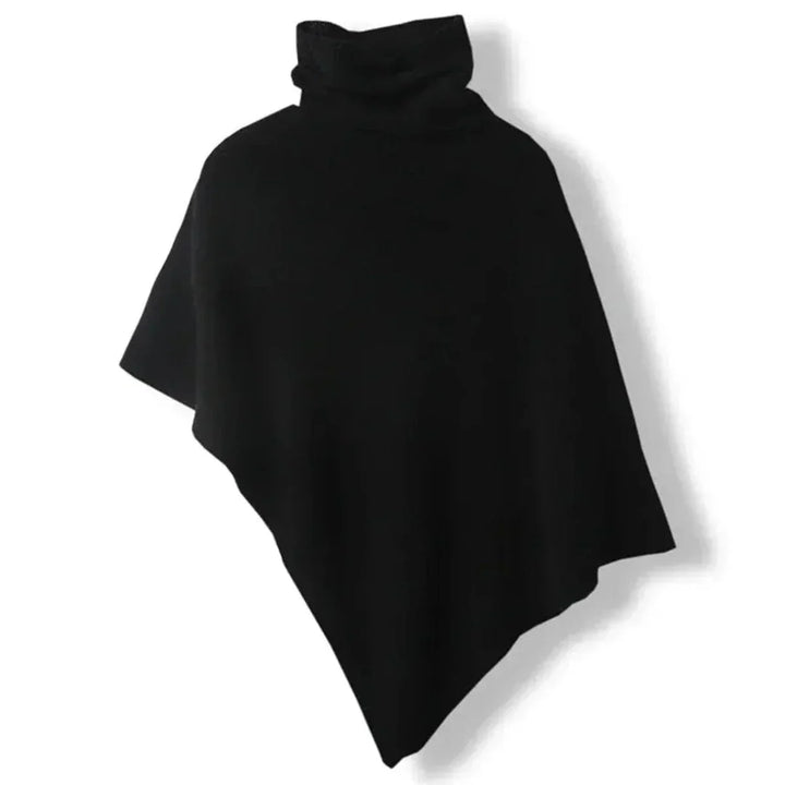 Fleur | Dames Gebreide Poncho Met Opstaande Kraag Asymmetrisch