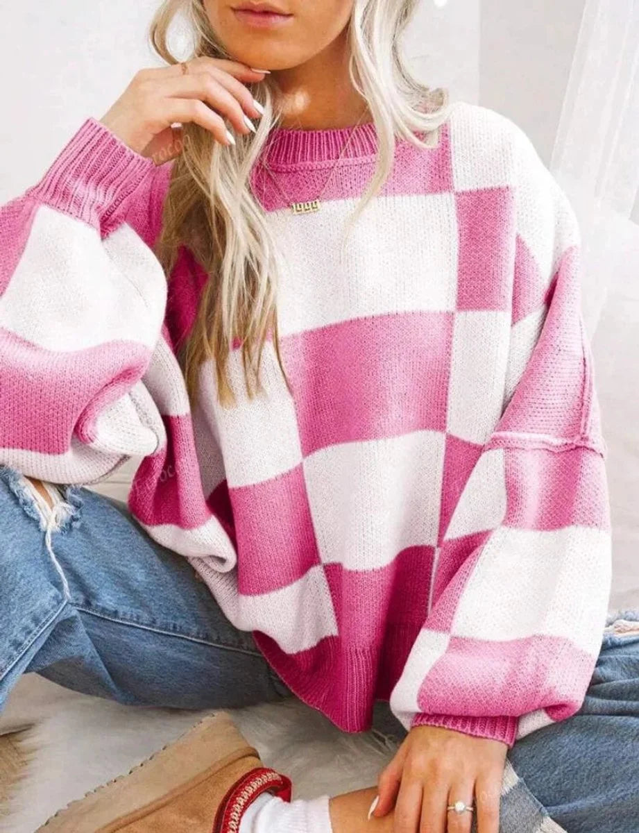 Fleur | Dames Gebreide Trui Met Ronde Hals Oversized