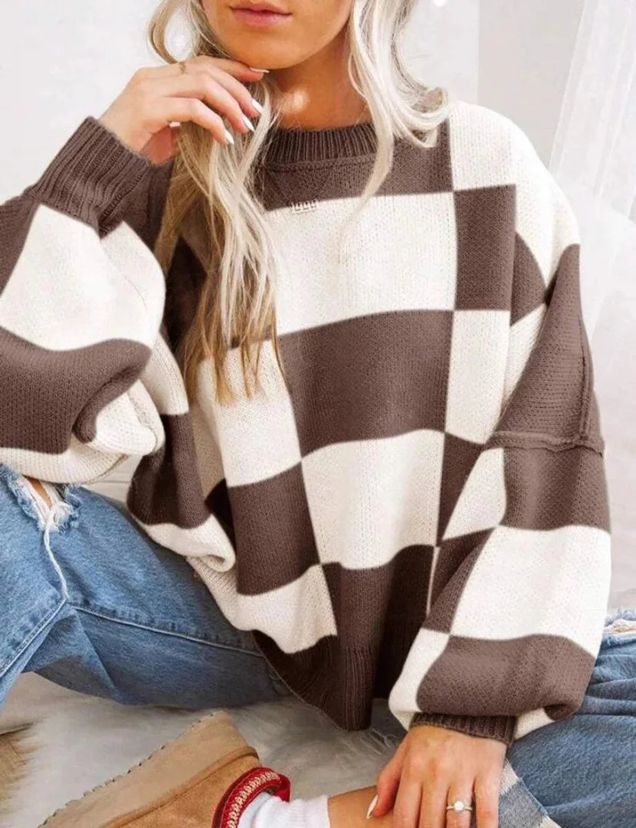 Fleur | Dames Gebreide Trui Met Ronde Hals Oversized