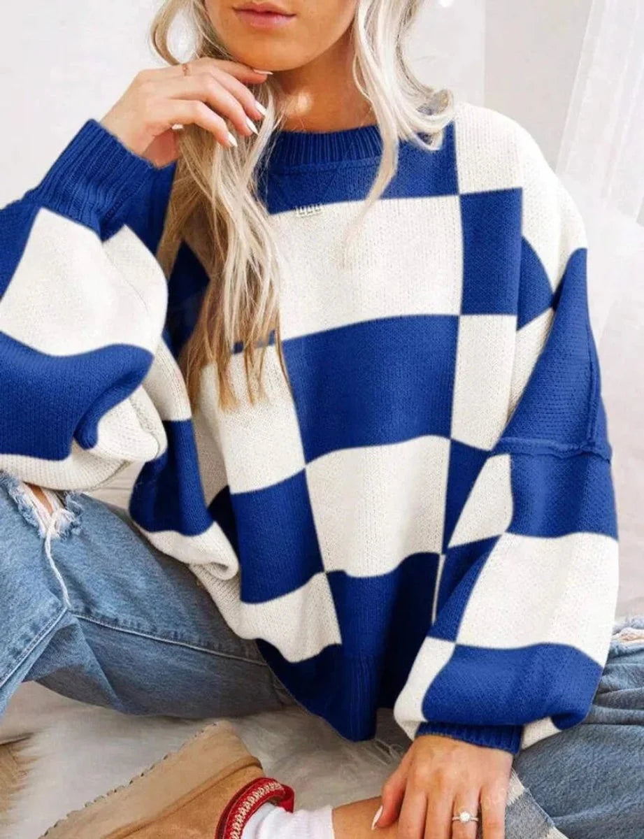 Fleur | Dames Gebreide Trui Met Ronde Hals Oversized