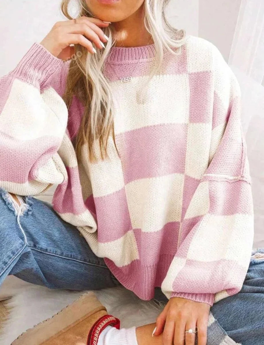 Fleur | Dames Gebreide Trui Met Ronde Hals Oversized