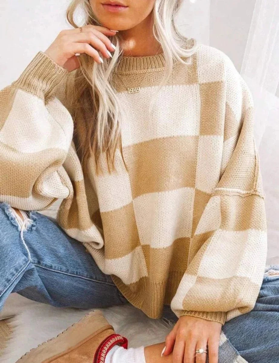 Fleur | Dames Gebreide Trui Met Ronde Hals Oversized