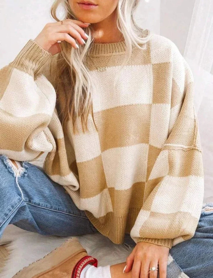 Fleur | Dames Gebreide Trui Met Ronde Hals Oversized