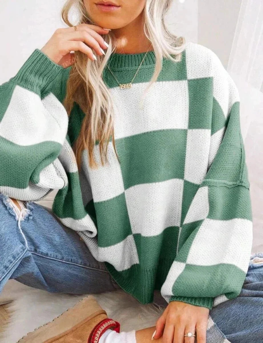 Fleur | Dames Gebreide Trui Met Ronde Hals Oversized