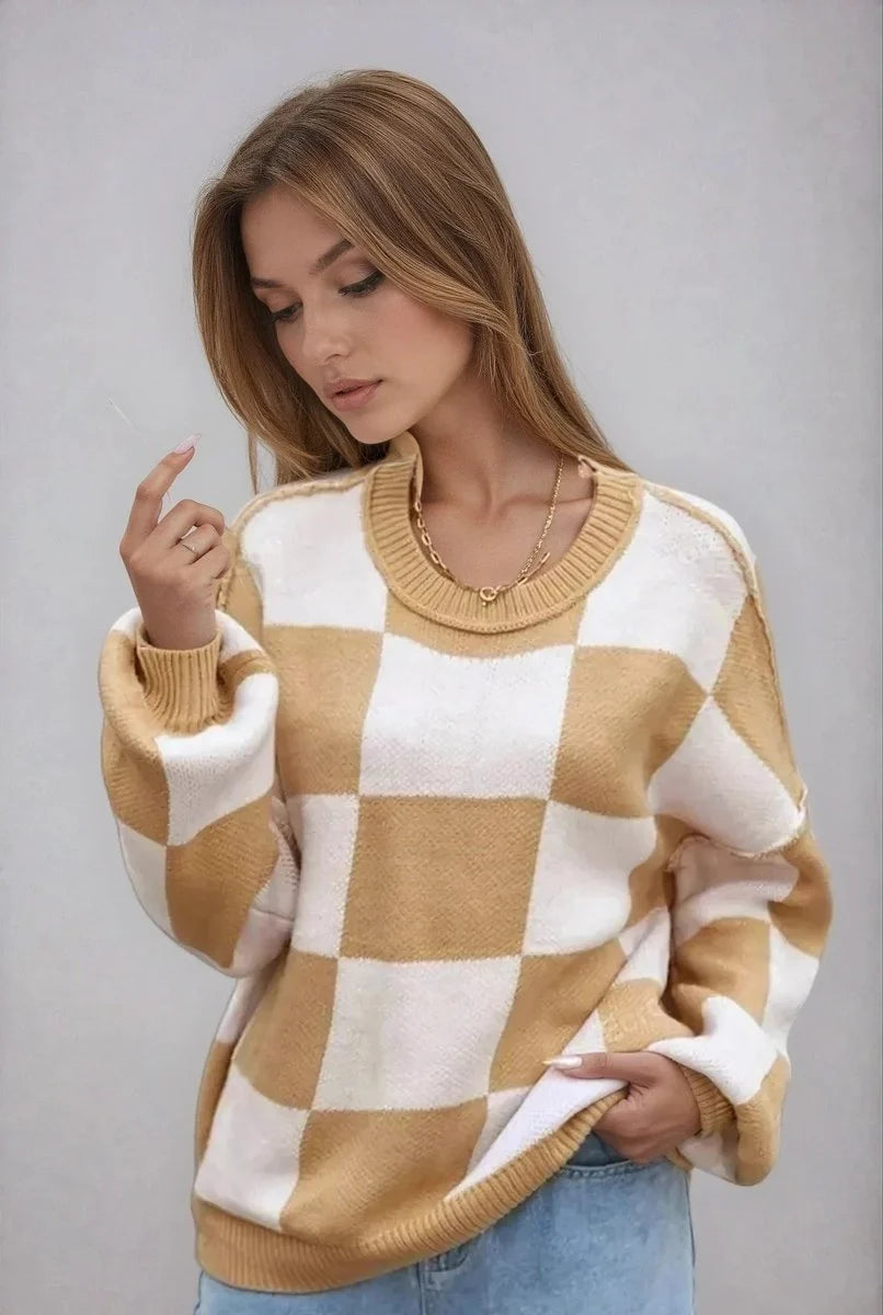 Fleur | Dames Gebreide Trui Met Ronde Hals Oversized