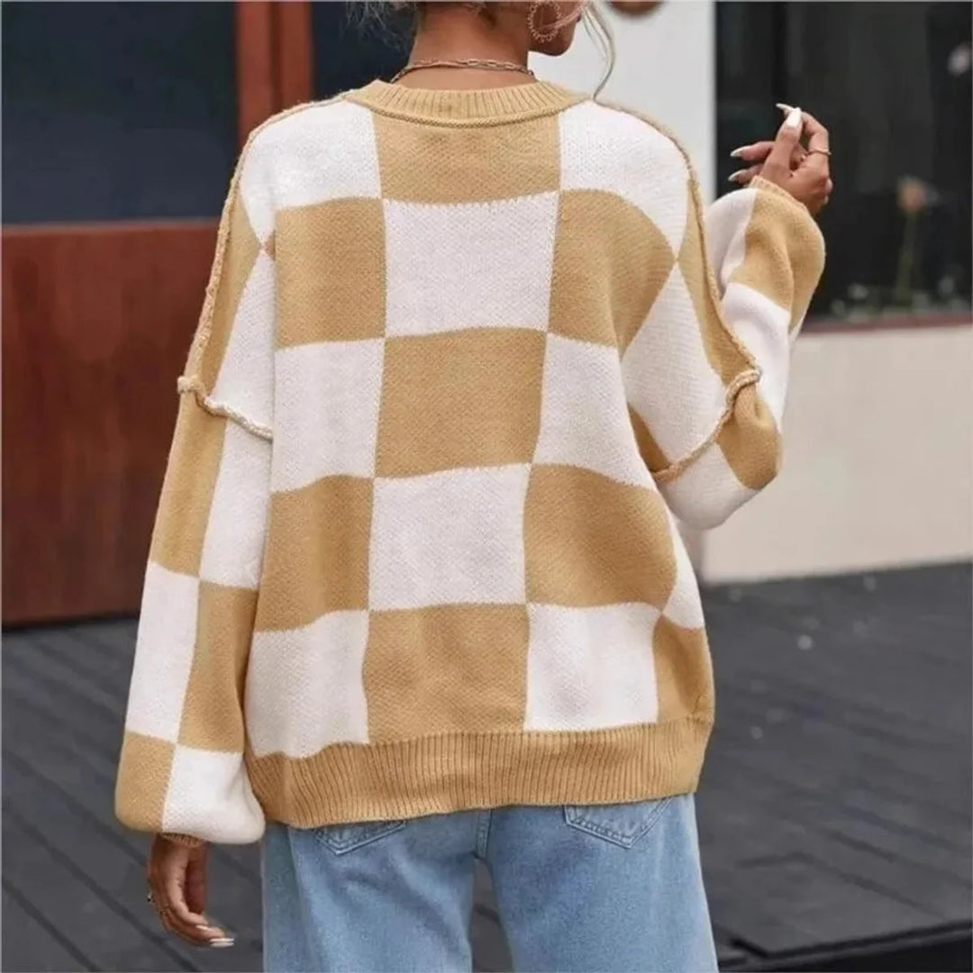 Fleur | Dames Gebreide Trui Met Ronde Hals Oversized