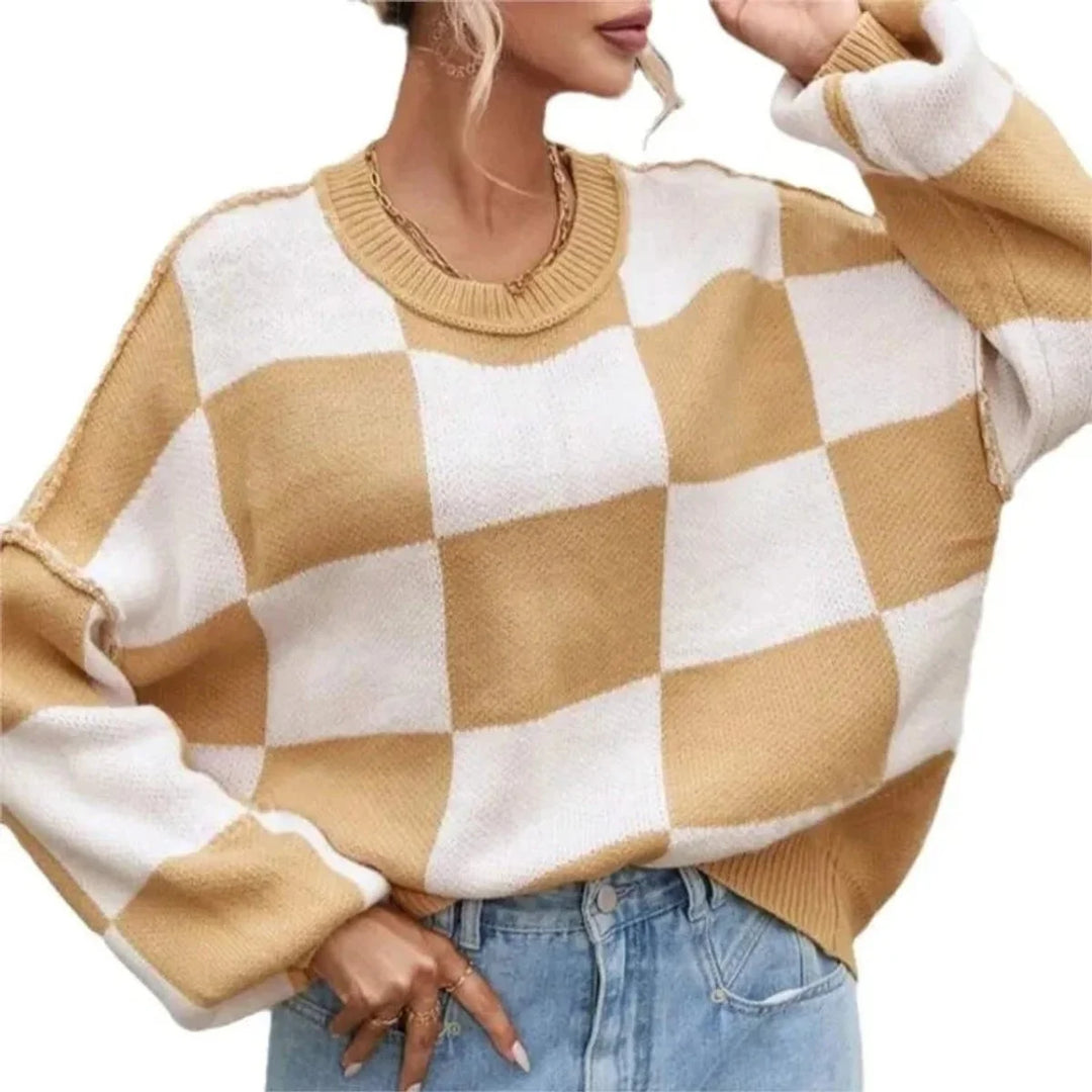 Fleur | Dames Gebreide Trui Met Ronde Hals Oversized