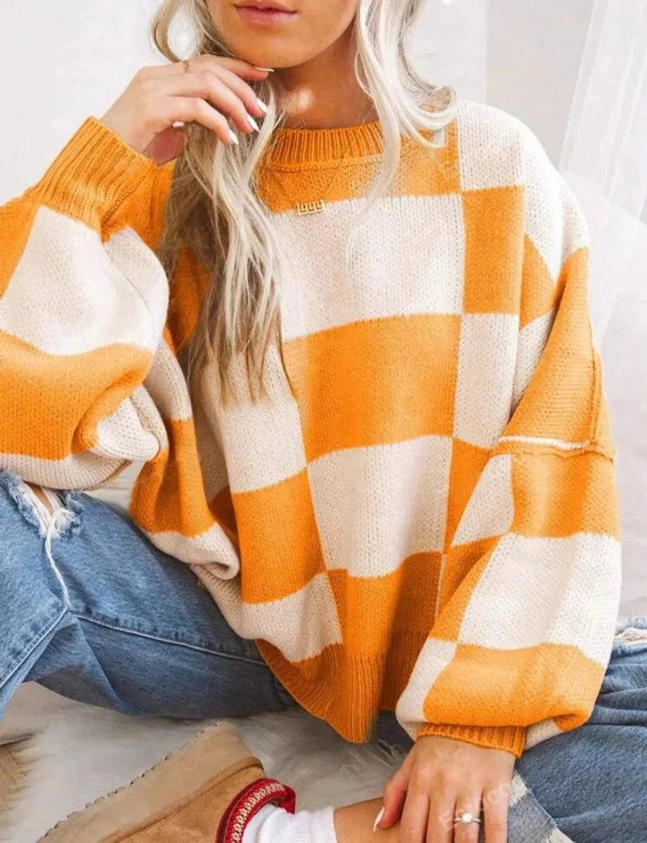 Fleur | Dames Gebreide Trui Met Ronde Hals Oversized