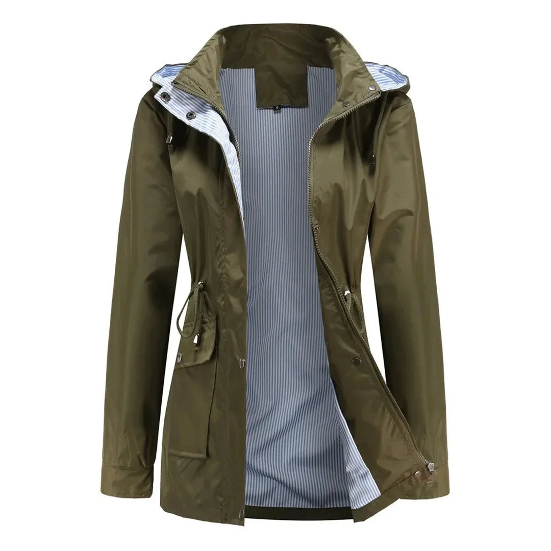Fleur | Dames Waterdichte Trenchcoat Met Capuchon En Trekkoord