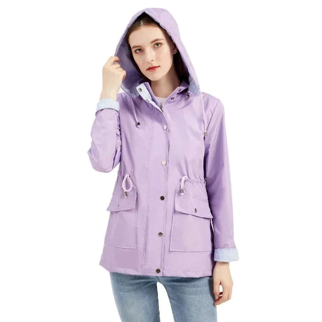 Fleur | Dames Waterdichte Trenchcoat Met Capuchon En Trekkoord