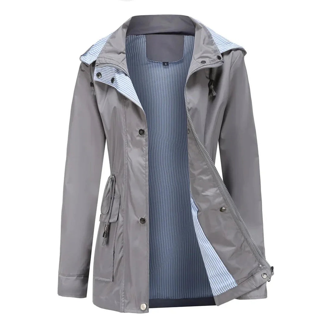 Fleur | Dames Waterdichte Trenchcoat Met Capuchon En Trekkoord