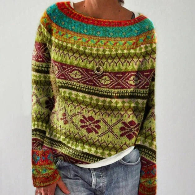 Freya | Dames Gebreide Kersttrui Met Nordisch Patroon