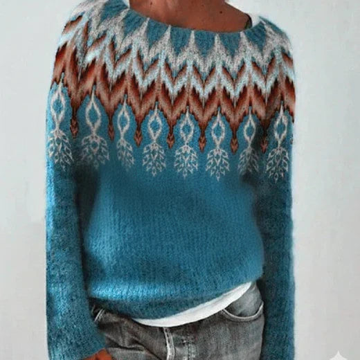 Freya | Dames Gebreide Kersttrui Met Nordisch Patroon