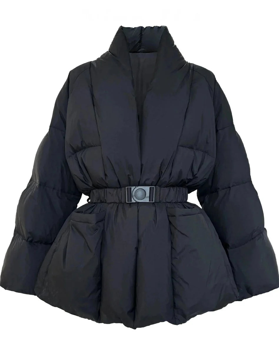 Isla | Dames Winterjas Met Riem En Opstaande Kraag