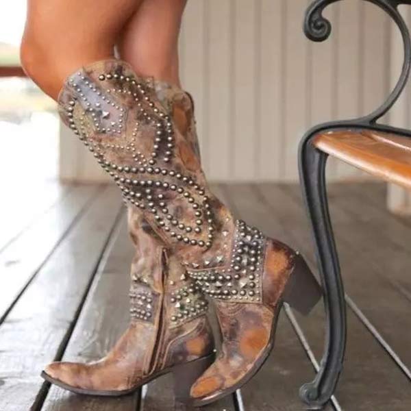 Karla | Dames Western Cowboylaarzen met Studs en Hak