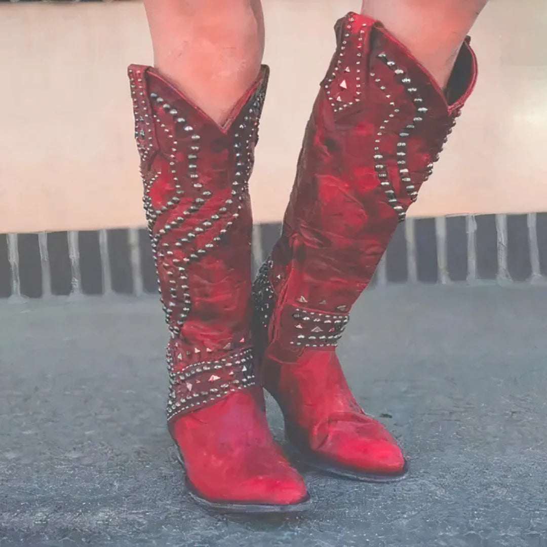Karla | Dames Western Cowboylaarzen met Studs en Hak
