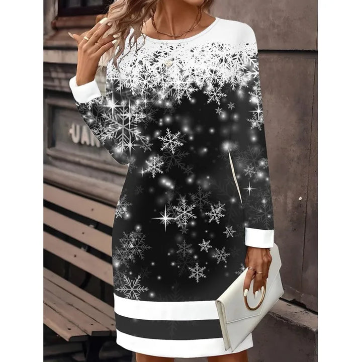 Lotte | Dames Gebreide Kerstjurk met Sneeuwpopprint