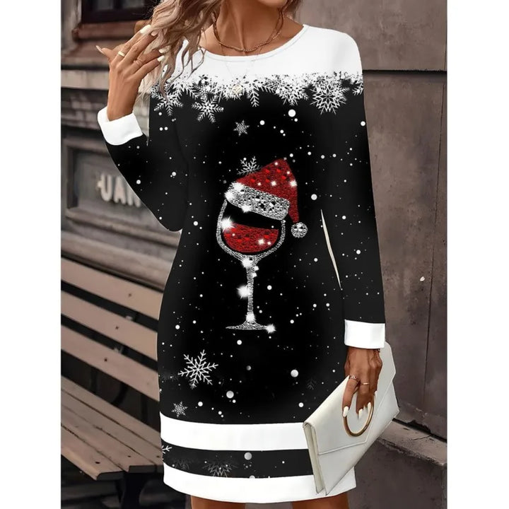 Lotte | Dames Gebreide Kerstjurk met Sneeuwpopprint