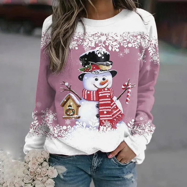 Lotte | Dames Gebreide Kersttrui met Sneeuwpopmotief