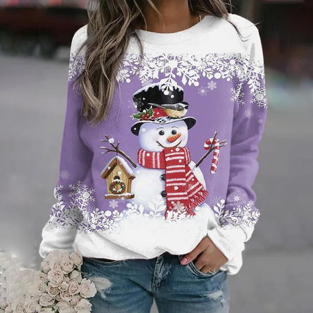 Lotte | Dames Gebreide Kersttrui met Sneeuwpopmotief