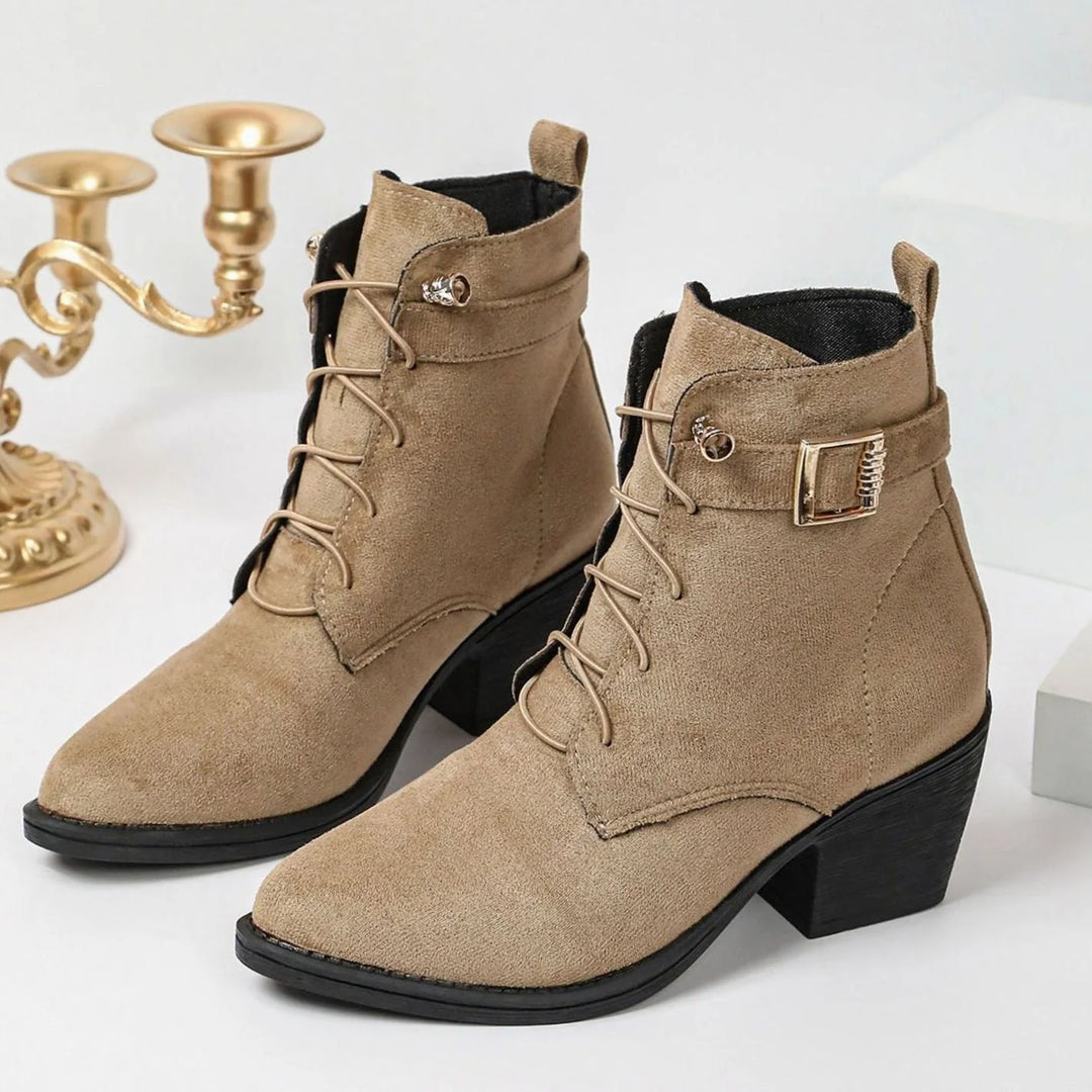 Luisa | Dames Enkellaarsjes Met Hoge Blokhak En Vetersluiting