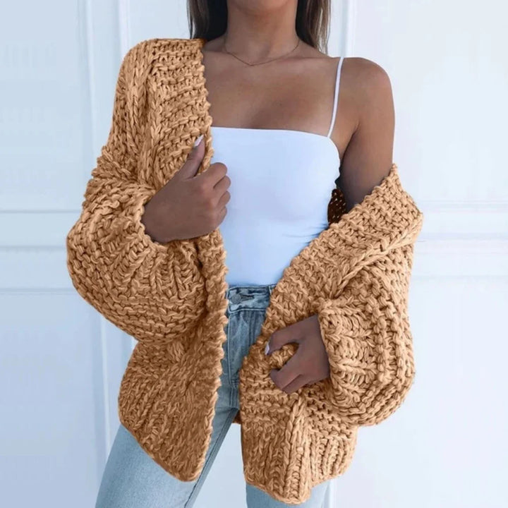 Luna | Dames Grof Gebreide Open Vest Met Oversized Pasvorm