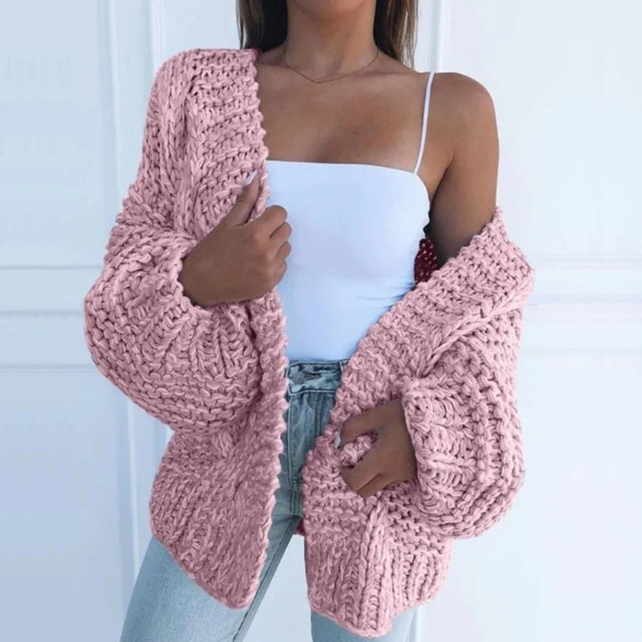 Luna | Dames Grof Gebreide Open Vest Met Oversized Pasvorm