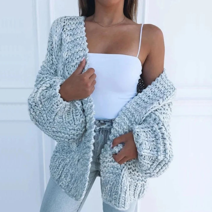 Luna | Dames Grof Gebreide Open Vest Met Oversized Pasvorm