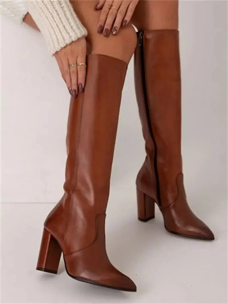 Maud | Dames Elegante Hoge Laarzen Met Blokhak